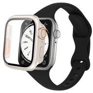 Silicone loop strap + Case For Apple Watch Band 45mm 44mm 40mm 41mm 38mm 42mm Elastic Belt bracelet iWatch series 5/4/3/SE/6/7/8/9 Strap