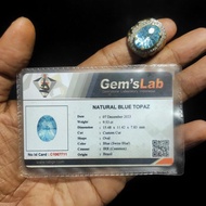 Cincin Batu Permata Topaz Swiss Blue IRR Memo GLI