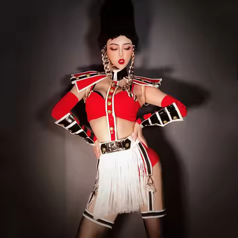 Women Cosplay Costume Army Uniform Jazz Dance Performance Clothes Nightclub Bar Stage Clothes For Si