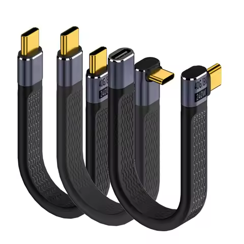 Elbow USB 4.0 Gen3 40Gbps FPC Cable PD 240W 5A Quick Charge USB C to Type C Cable Thunderbolt 3 8K @