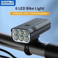 NATFIRE 6LED 10000 Mah ไฟจักรยานกันฝนไฟจักรยานไฟ LED ชาร์จ USB ได้ไฟฉายสว่างสุดๆไฟหน้าสำหรับการขี่จักรยาน
