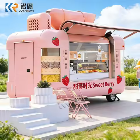 Food Trailer Mobile Fast Food Trailer Flower Shop Ice Cream Cart Juice Coffee Kiosk Fully Equipped