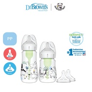 Dr. Brown's Anti-Colic Options+ PP Wide Neck Sampler Kit, Jungle+Dino, 2 Bottles, (1x5oz/150ml lvl 1