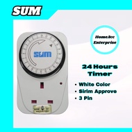 Sum 24 Hours Analog 3 Pin Plug [White] 24 Hours Programme Timer [Sirim Approve]