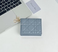 👏Lady Dior Cannage藤格紋羊皮迷你銀包 藍灰色 全實拍📸100% new🎁🎁迪奧 Wallet 錢夾 零錢包 卡包 錢包 散紙包 卡套 卡片套 生日禮物 紀念日 gift 免運費 包郵