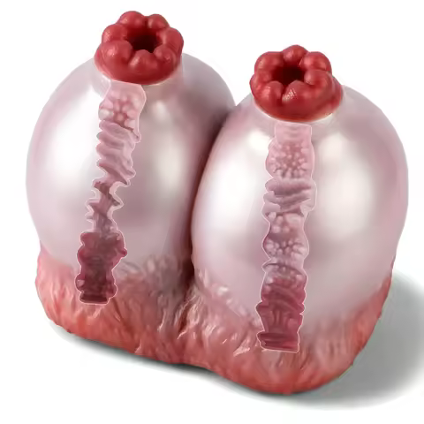 GEEBA Dual Channel Male Masturbator Ultra-Realistic Breast & Vagina Texture Body-Safe Silicone Pocke