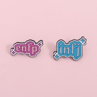 MBTI Themed Enamel Brooch ‘INFJ and ENFP’ Metal Pin Cute and Fun Pink Blue Backpack Badge Accessory 