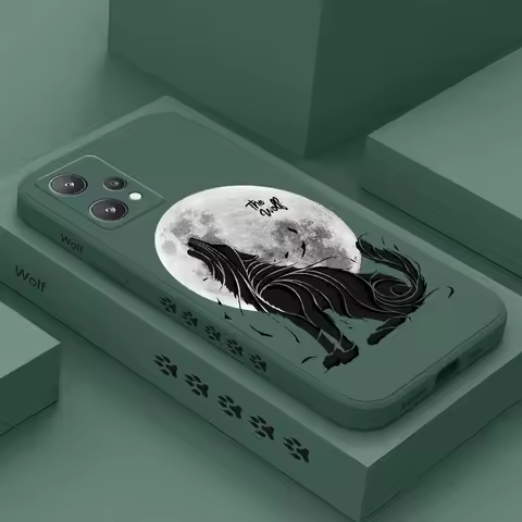 Moon Lone Wolf Case For OPPO Realme 9 9i 8 8i 7 7i 6 Pro Plus C31 C35 C1 C11 C12 C15 C20 C21Y C25 C2