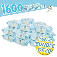 BIC BABY WET WIPES Soft, Baby & Pet Friendly (20/24 Cap Packets x 80 Sheets Each)