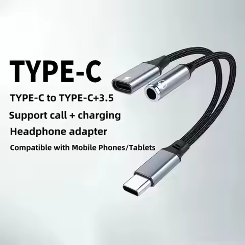 USB-C OTG With Charging Type-C OTG Splitter USB-C To AUX Mic Jack With PD 60W Fast Charging For IPho