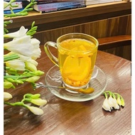 Set of 6 Glass Handle Cups for Drinking Coffee Hot Tea UG343, capacity 320ml, genuine imported, luxu