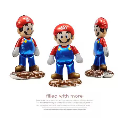 Super Mario Bros 4D Foil Balloon Kids Birthday Photo Props Cartoon Aluminum Film Balloons Happy Birt