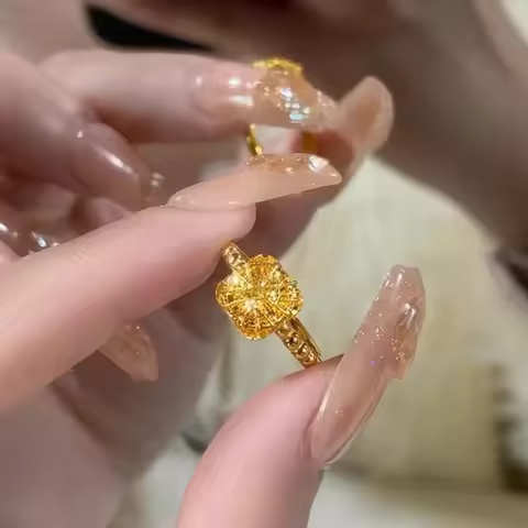High-quality Sparkling Sugar Ring 18k Gold Ring for Woman Luxury AU750 Ring Party Banquet Fine Jewel