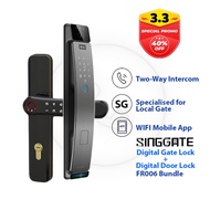 FREE Installation SINGGATE FR006 + FM021 Video Call Smart Viewer Digital Door Lock + Digital Gate Lock Bundle