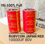 (2 BUAH) KAPASITOR ELCO 10000UF 80V RUBYCON JAPAN RED CAPACITOR ELCO 80V 10000UF RUBYCON RED ELCO RU