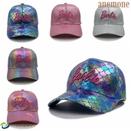 ANEMONE Barbie Baseball cap, Laser Pink Letter Visor Hat, Fashion Embroidered Adjustable Anime Barbi