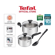 Tefal Primary 5pcs set (SCP 16cm w/lid, STW 20cm w/lid, Comfort Bradshaw Spoon) (Induction cookware)