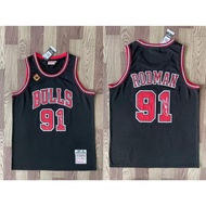 IDAWN7 Men's Dennis Rodman Black Chicago Bulls Hardwood Classics Swingman Jersey  #91