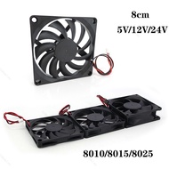 8cm DC 5V 12v 24V xh 2.54 2pin 8010 8015 8025 Brushless Cooling Fan 80*80*15 80x105mm Heatsink Radia