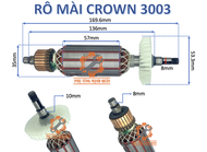 Rotor/ruột máy mài CROWN 3003 tặng kèm chổi than