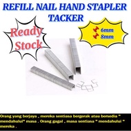 Refill nail hand stapler tacker / ubat staple gun / 6mm 8mm
