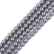 GEM-Inside 4mm AAA Grade Polished Smooth Silver Gray Shine Terahertz Spacer Beads for Jewelry Making Full 15" Strand Power Energy Healing Chakra Stone Beads