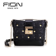 FION Minions Lambskin Leather with Cowhide Shoulder Sling Bag For Women