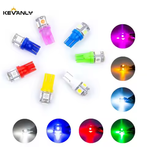 10Pcs T10 5050 5SMD Wedge 5W 80LM194 168 2825 158 192 Width Indicator Light LED Bulb Car Accessories