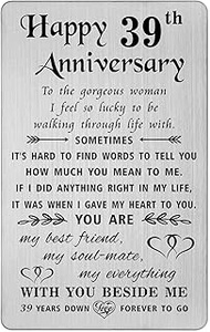 TANWIH 39th Wedding Anniversary Card Gifts for Wife, Happy 39 Year Anniversary Cards for Women Her, 
