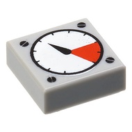Brick2cube Part-Tile 1 x 1 with White and Red Gauge Black Thick Needle and Screw Heads Pattern-3070p
