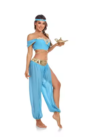 Aladin and The Magic Lamp Jasmine Princess Cosplay Costume for Adult Women Stage Outfit for the Hall
