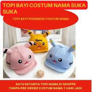 Nama Custom Topi pikachu Inisial Nama lucu Topi pokemon anak bayi 3