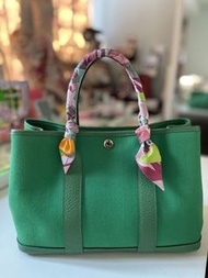 🈹Hermes Garden Party 30💚leather handle tote bag with twilly 愛馬仕花園包 GP30