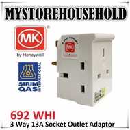 MK 692 WHI 13A 3PIN 3Way Fused Adaptor Heavy Duty PLUG