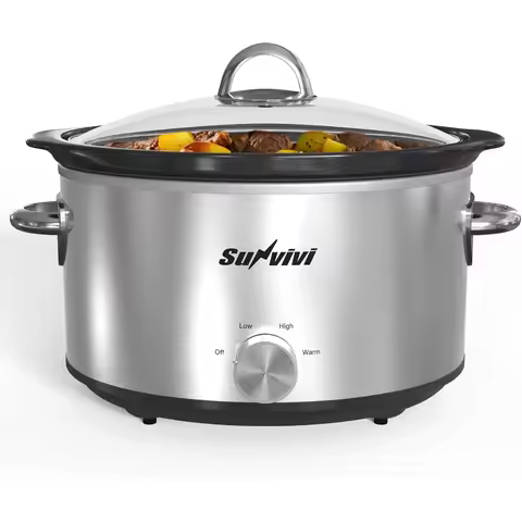 4QT Mini Slow Cooker with 3 Heating Settings and Removable Ceramic Pot for Home Use Compact Food War