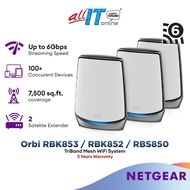 Netgear Orbi RBK853 / RBK852 / RBS850 Ultra-Performance Tri-band Mesh WiFi 6 System 11AX Mesh AX6000