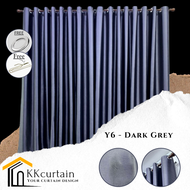 Y6 - 100% Blackout Curtain! DARKGREY Langsir Corak kain Tebal, Blackout UV Protection HOOK/EYELET Curtain Window &amp; Door