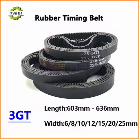 3GT Rubber Synchronous Belt Length 603 606 609 612 615 618 621 624 627 630 633 636mm Width 6-25mm GT