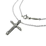 AHKAH Cross Diamond Necklace, 0.33ct total, K18WG White Gold, 3.2g, 44cm, Women's [Pre-owned]