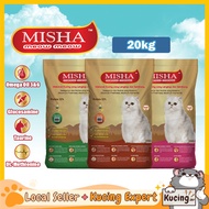 KUCINGJER MISHA 20kg Makanan Kucing Kering Ikan Lautan Ikan Tuna Rasa Makanan Laut