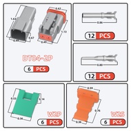 6 Sets Deutsch 2 Pin DT Connector DT04-2P DT06-2S Gray Waterproof Electrical Wire Connector with Sol
