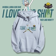 เสื้อฮู้ดผู้ชาย  Rick and Morty Anime เสื้อกันหนาวผู้ชาย hooded หลวม plus size เสื้ออินเทรนด์ Men's Hoodies XL หมอกสีฟ้า