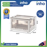 INHO L40-73cm (26-143 Litre) 5 Door Opening Transparent Large Foldable Stackable Storage Box