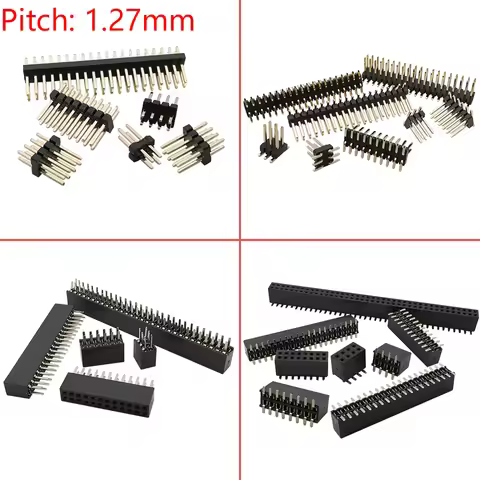 10Pcs 1.27mm Pitch 2x2P-50Pin Double Row Male Female Pin Header PCB Board Connector 1.27 mm Pinheade