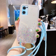 Case hp OPPO Reno8 Z 5G Reno8 pro 5G Reno7 Z 5G 4G Reno7 Pro 5G Modis Baru Tali Panjang Bisa Disesuaikan Langit Berbintang Transparan Silikon Lembut Casing OPPO Reno7 z 5G Kesing