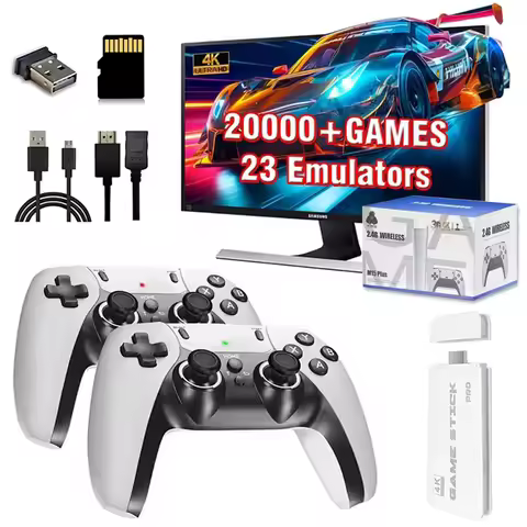 M15 Pro 4K Game Stick 64G 20000+ Video Game Console 2.4G Double Wireless Controller 4K Retro Game TV