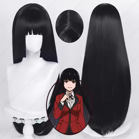Anime Jabami Yumeko Cosplay Wig Hell Girl Enma Ai 80cm Long Straight Black Wigs Heat Resistant Synth