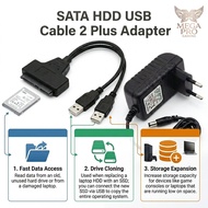 USB Sata 2.0 Cable 2 Branches + 12V 2A Adapter (PC HDD/ 3.5 Inch Support 4TB)
