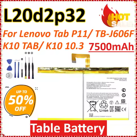 L20d2p32 7500mAh for Lenovo Tab P11/ TB-J606F/K10 TAB/ K10 10.3 Newly Upgraded High-Capacity Replace