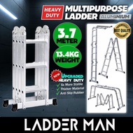 12 STEP (3.7M) Heavy Duty Aluminium Multipurpose Ladder Tangga Lipat Aluminium Folding Foldable Ladder Work Ladder 樓梯 折疊